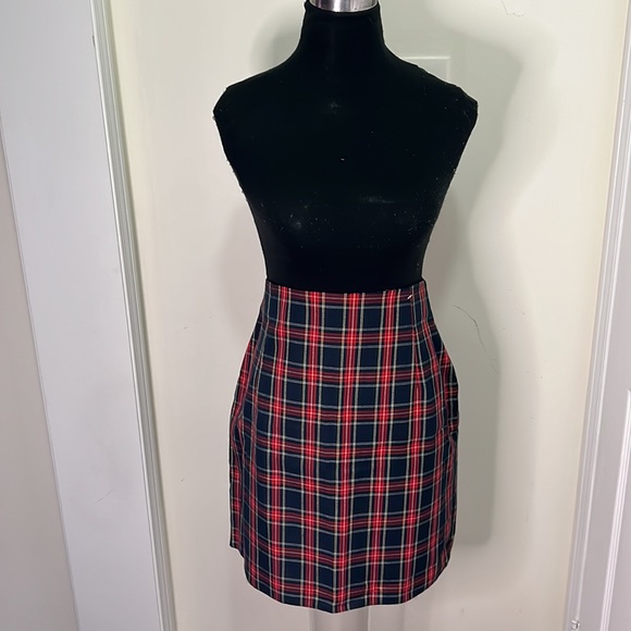 Vintage Tartan Plaid Mini Skirt Size Large - Picture 2 of 15
